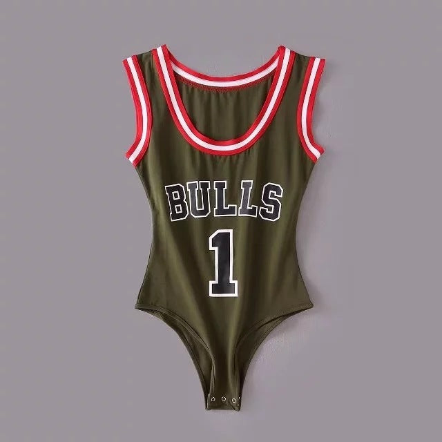 Women's Letter Print One-Piece Swimsuit Bikini Tank Top Shorts